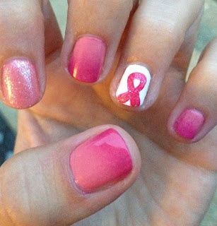 Short nails pink ribbon