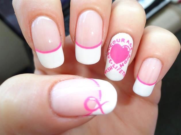 French manicure Pink Ribbon
